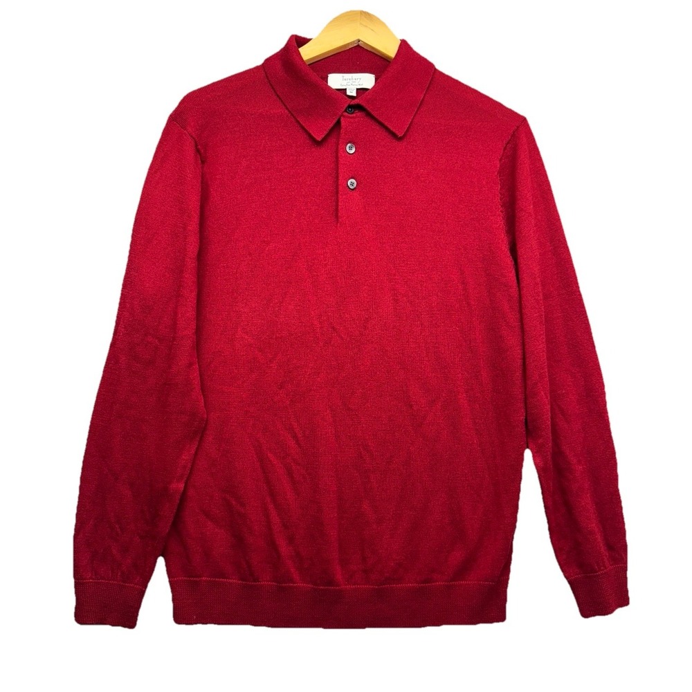 Turnbury Extra Fine Merino Wool Red Pullover Knit Sweater Soft Henley Medium